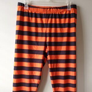 'DEEROSE' Orange & Black hooped leggings Size L EUC